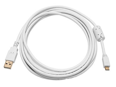 Monoprice USB-A to Micro B 2.0 Cable - 5-Pin, 28/24AWG, Gold Plated, White, 10ft