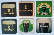 Lotto 5 sottobicchieri Guinness, vintage da collezione - condizioni miste