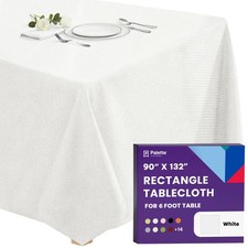 Rectangle Tablecloth - 90 x 132 Inch White Table Cloth for 6 Foot Tables with...