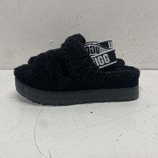 UGG Fluff Yeah Slide Black Sheepskin Women's Slipper Sandals Size 6