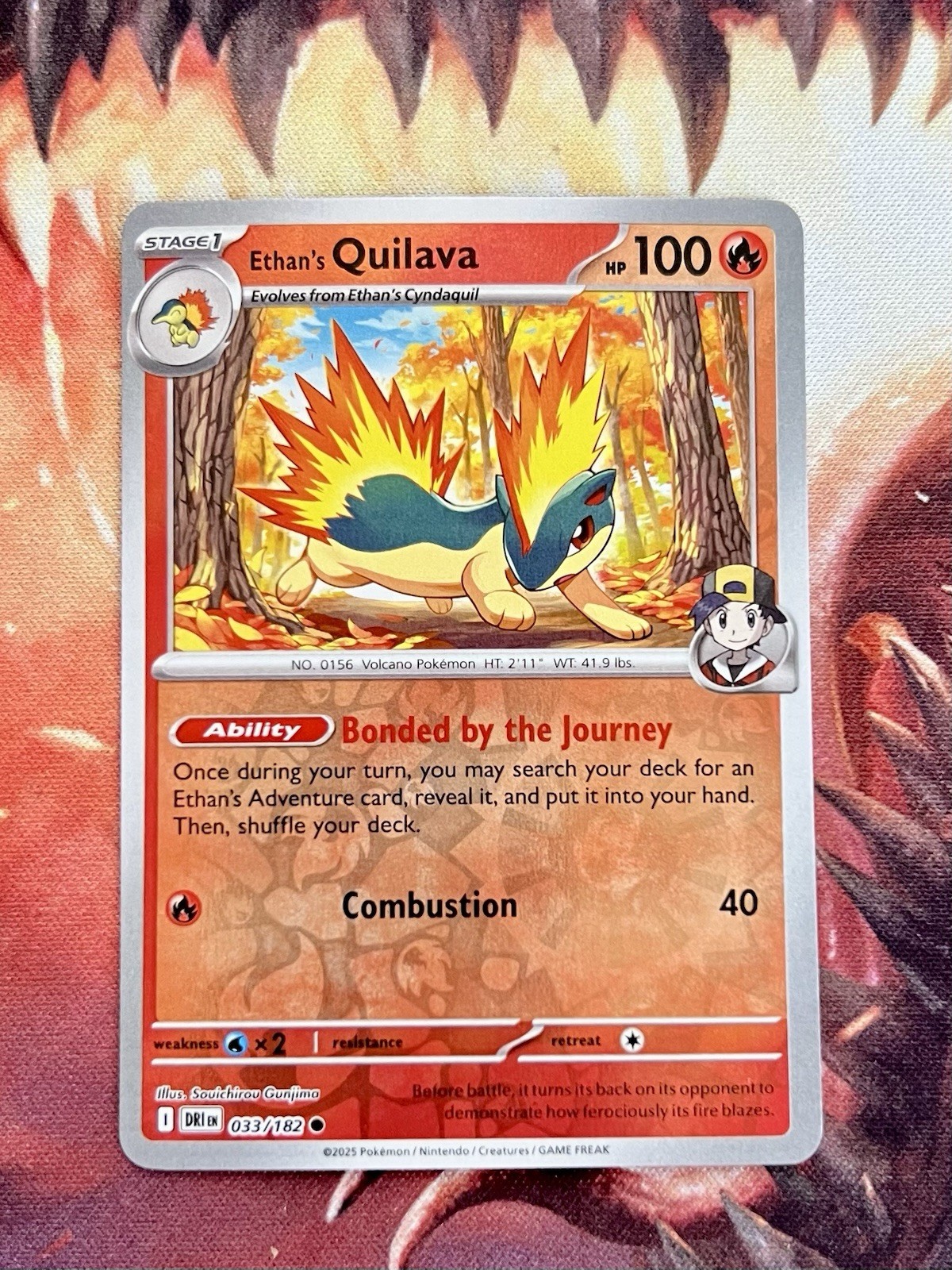Ethan's Quilava 033/182 Sv10 Destined Rivals Reverse Holo Pokemon Card 🔥