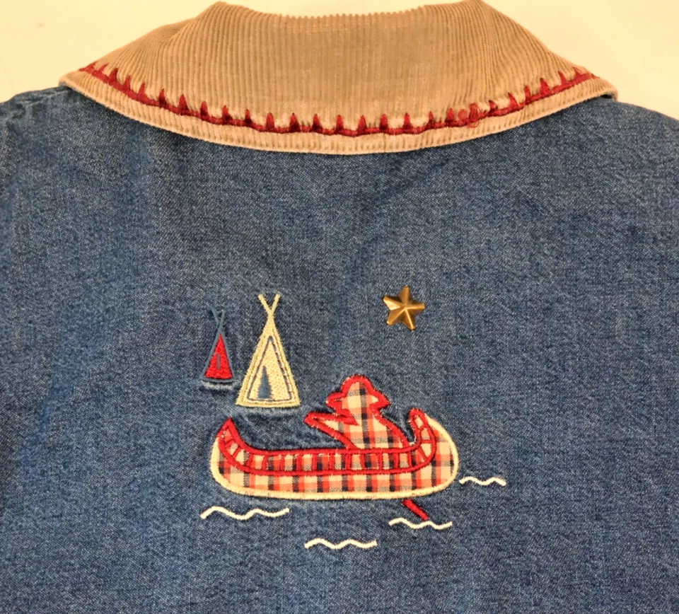 De Colección Teddi Denim Chaqueta Camisa Para Mujer PXL Pana Cuello Bordado Invierno Foto 3 de 4