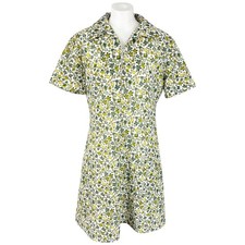 VIntage Dress Medium Womens Polyester Summer Floral Retro Zip Up Short Sleeve