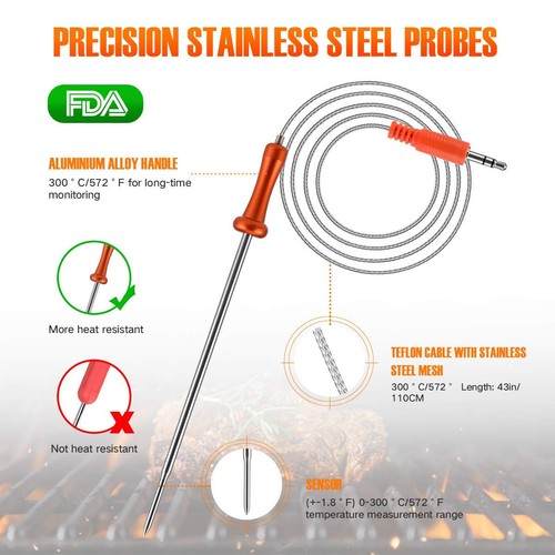 500FT Digital Meat Thermometer with Multy Probes Bluetooth for Smoker Grillin... - Picture 7 of 9
