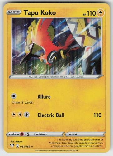 Holo Tapu Koko 061/189 Rare Darkness Ablaze Near Mint
