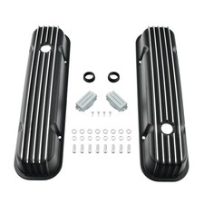 Black Aluminum Full Finned Tall Valve Cover For 1959-1979 Pontiac 350 400 455 V8