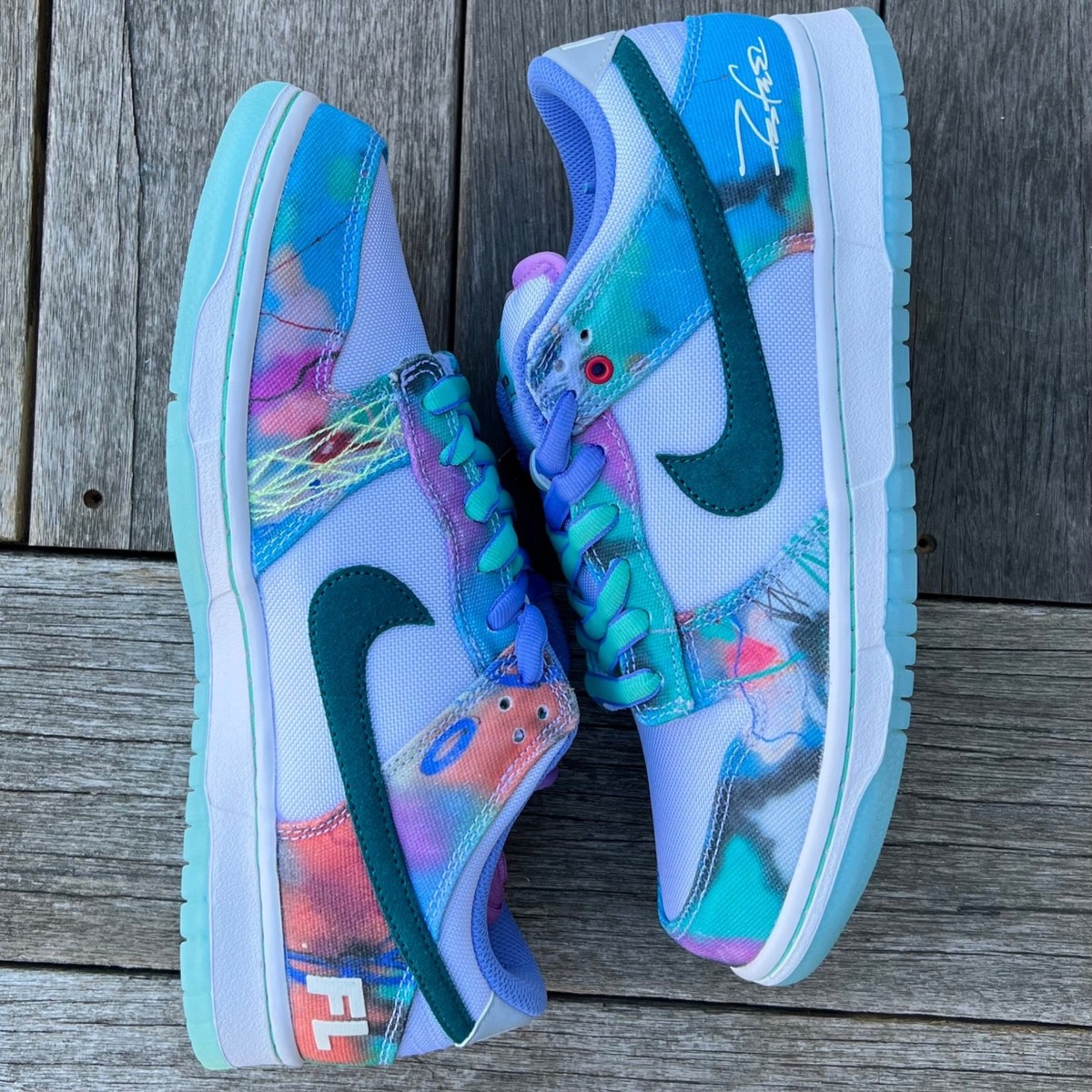Nike SB Dunk Low Futura White Geode Teal Size 9 | eBay