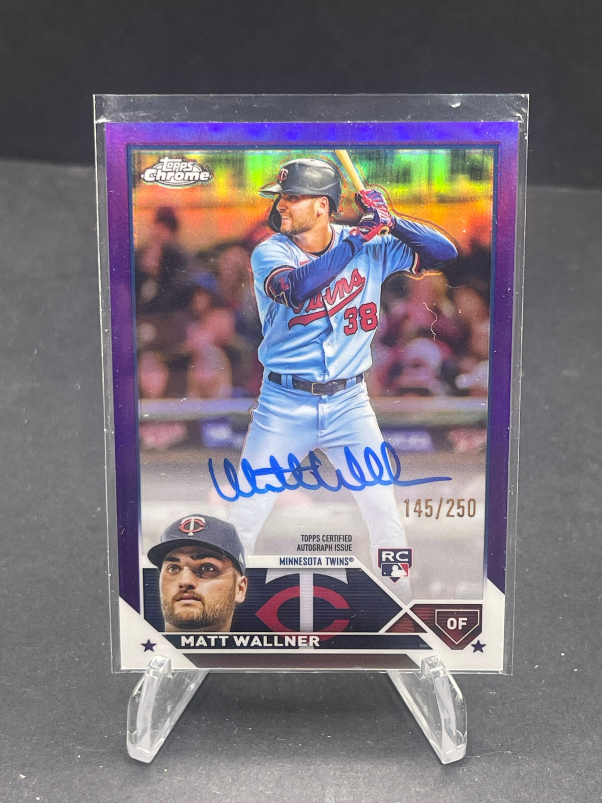2023 MATT WALLNER TOPPS CHROME PURPLE REFRACTOR ROOKIE AUTO #RA-MWA, SN 145/250