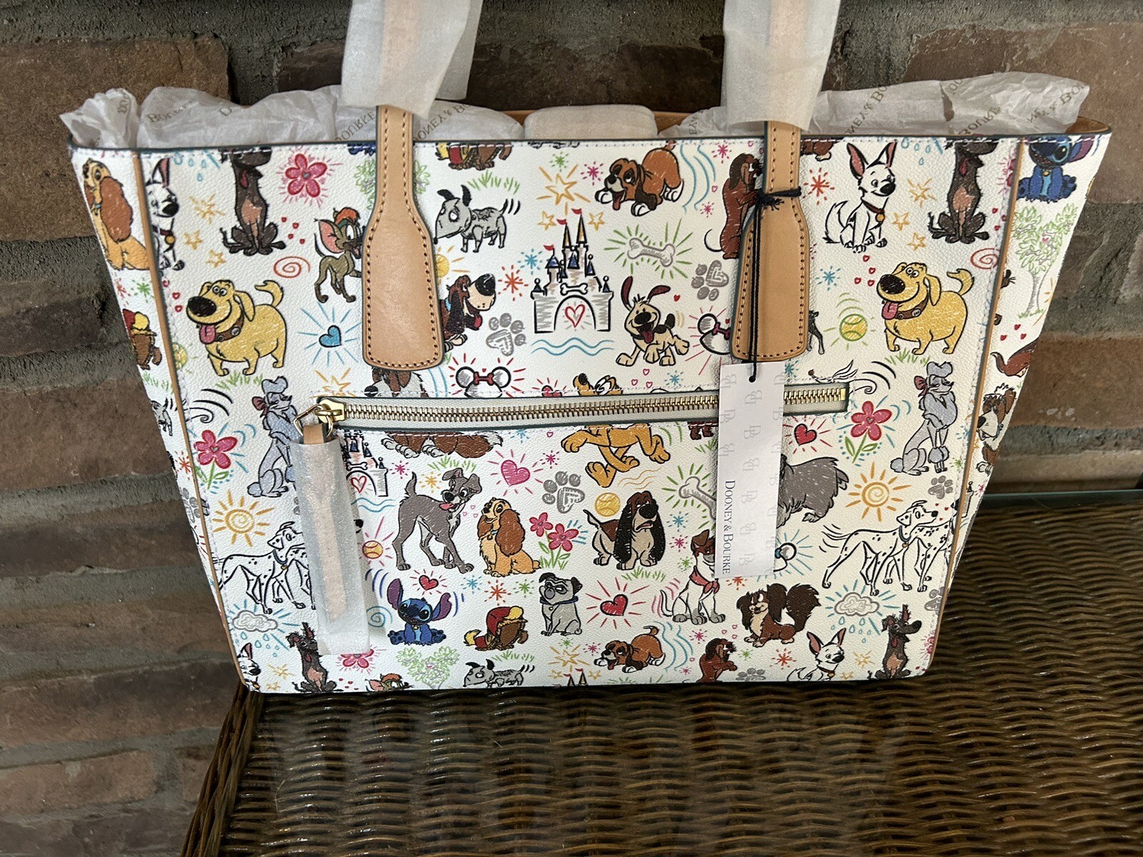 NWT Disney Dooney & Bourke Dogs Paw Prints Tote Purse Sketch eBay