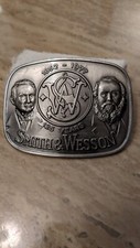 Vintage 1977s Smith  Wesson 125th Anniversary Belt Buckle -Antigur Silvertone.