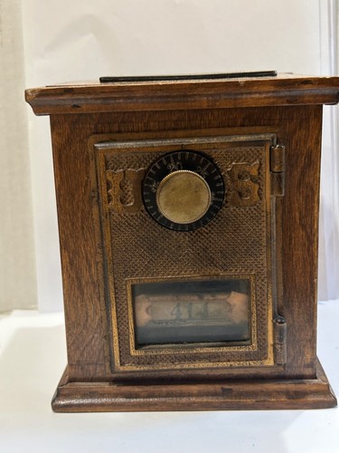 VINTAGE WOOD AND BRONZE UNITED STATES POST OFFICE LOCK BOX - Picture 7 of 8