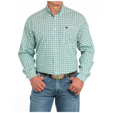 MTW1105930 Cinch Men's Turquoise Print Long Sleeve Button down Western Shirt NEW