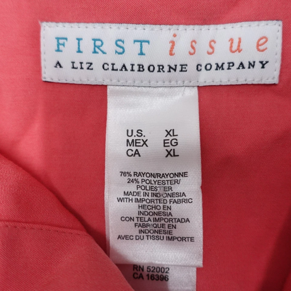 Camisa Good First Issue para mujer talla XL rosa rayón manga larga bolsillos abotonados Foto 3 de 4