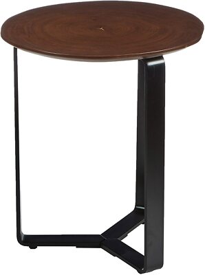 Beistelltisch/Beistelltisch massiv Nussbaumplatte Nieten 38 x 41 x 45 cm, schwarzes Metallgestell NEU! 