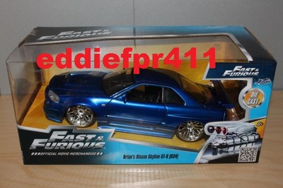 1/24 JADA FAST FURIOUS NISSAN SKYLINE GTR R34 BLUE BRIAN OCONNOR