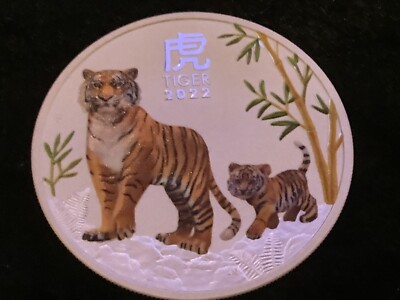 1 OZ Silber Lunar 3 Tiger 2022  Farbapplikation Multi Color COA nur 5000 Stück !