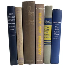 Lot Of 6 Antique Vintage Books Brown Tan Navy Blue Prop Shelf Decor Stack