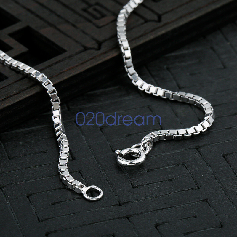 Real 925 Sterling Silver Box Chain Necklace Unisex Stamped