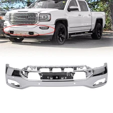 Chrome Front Bumper Face Bar For 2016-2018 GMC Sierra 1500 With Sensor Holes