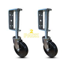 4 in. Spring Loaded Gate Caster 350 lbs Capacity Hard Rubber Wheel 2-Pack