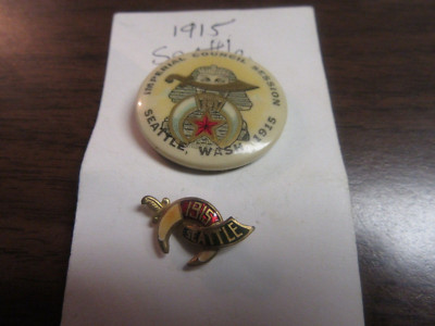 1915 Imperial Council Session Seattle Button and Lapel Pin   SWM