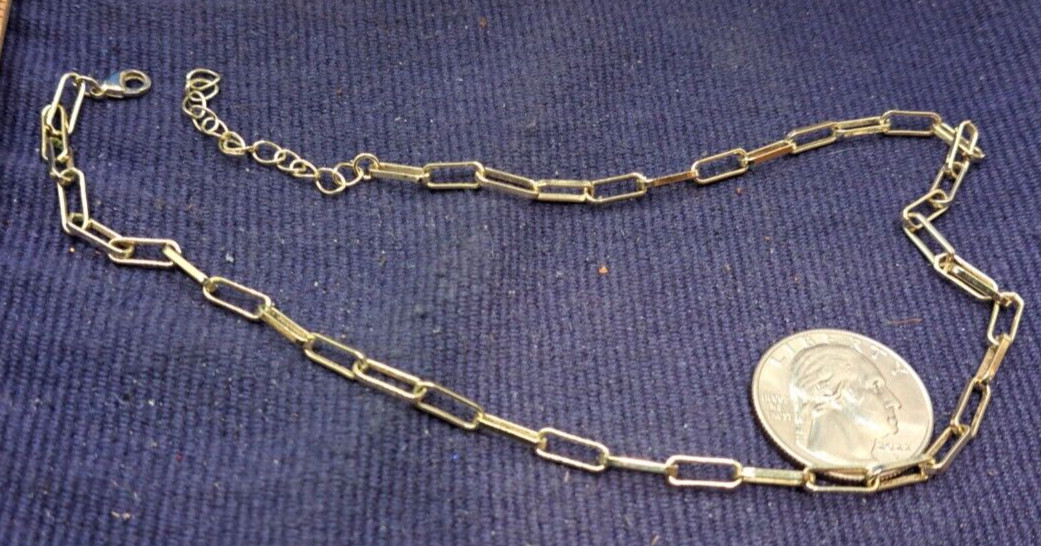 Rectangular Slide Link Chain Necklace Brushed Gol… - image 3