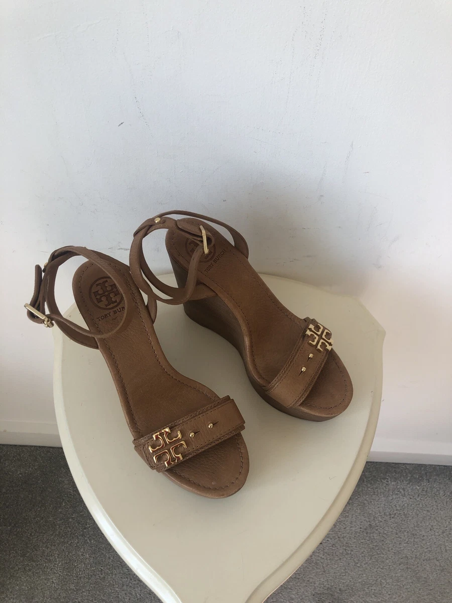 Tory burch leather wedge sandals cheap