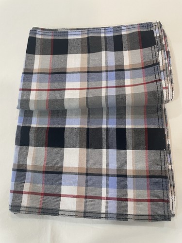 Set of 4 Vera Bradley Tartan Plaid Cloth Napkins Black, Grey, Blue - Picture 4 of 5