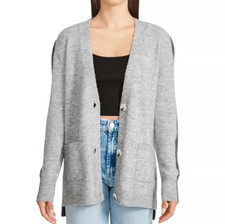 NWT BB DAKOTA STEVE MADDEN Sweater Womens Small Gray Combo Colorblock Cardigan