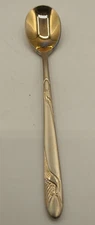 Golden Bell Baby Spoon Stork Gold Plate on 18-10 Stainless Steel Vintage