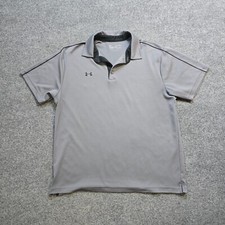 Under Armour Shirt Mens XL Gray Short Sleeve Performance Loose Golf Casual Polo