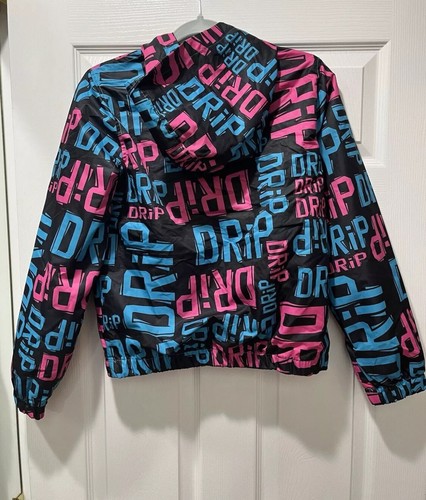 Youth Windbreaker GS-115 Girls black Pink & Turquoise Size 14-16 - Picture 2 of 5