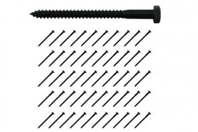 Steel 5/16 X 4'' Lag Bolts Screw 50 Pack Black Zinc Plated, Hex Head Leg Screw