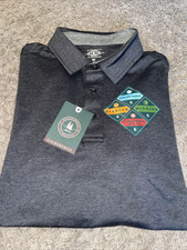 GH BASS  CO MEN POLO STRETCH WICKING COOLING SHIRT BLACK HEATHER SMALL NWT