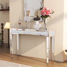 Sparkling Mirrored Crushed Diamond Console Table fr Living Room Entryway Hallway