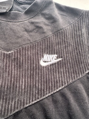 Nike Women Phoenix Fleece Oversize Crop Crewneck Sweatshirt Sz S Velour Stripe - Picture 4 of 9