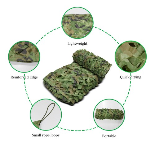 3 Sizes Camo Netting Woodland Military Camouflage Mesh Net for Camping Hunting - Picture 8 of 13