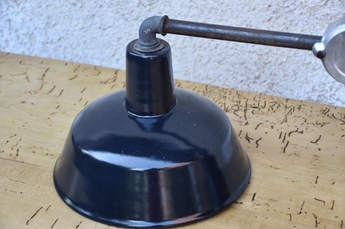 KE198 Antike Doppel Emaille Schirm Decken Scherenlampe - Bild 3 von 9