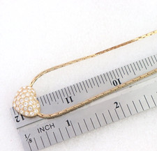 Vintage Swarovski Swan Logo Crystal Rhinestone Pave Heart Necklace Gold Tone