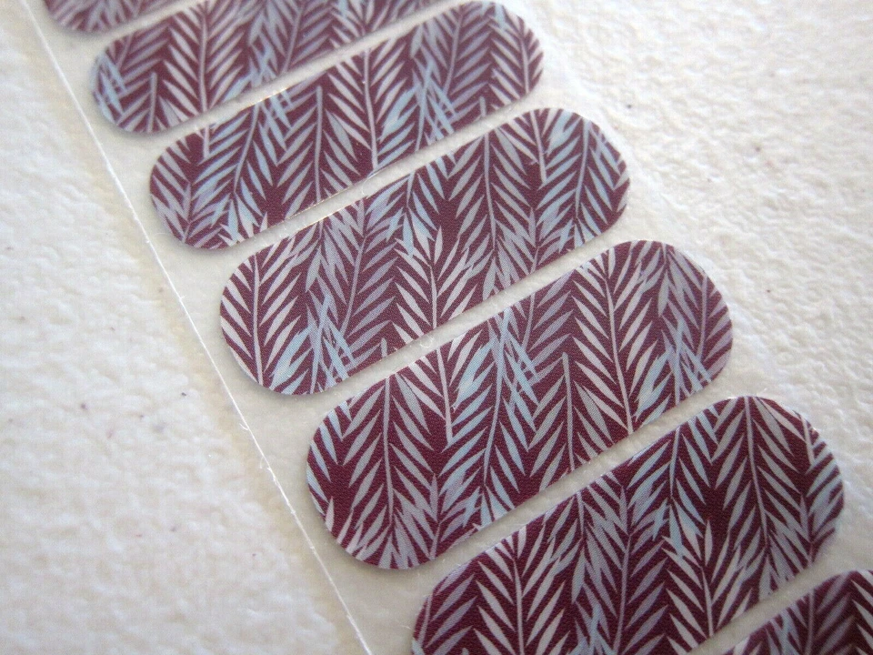 Jamberry Nail Wrap ~ MEIA FOLHA ~ HARVEST FRONDS ('15 Stylebox) Folhas de Palmeira Raras - Imagem 3 de 4