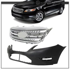 Front Bumper Cover+Front Bumper Upper Grille For 2010-2012 Ford Taurus