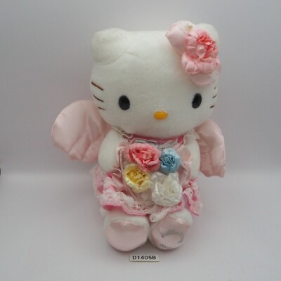 D1405B Hello Kitty Sanrio  NTT Denpo Flower 2006 Pink Plush 8'' Doll Japan Angel