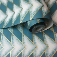 90530 Holden Teal Teton Geometrisches Wallpaper Mit Metallic Akzenten
