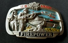 U.S. ARMY FIREPOWER BELT BUCKLE PEWTER 1983