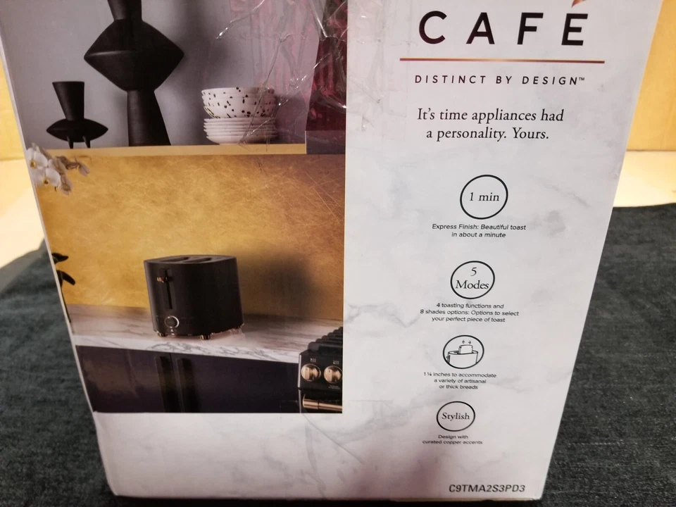 Matte Black Café Express Finish 2-Slice Toaster | Extra-Wide Slots, 2-Slice - Image 2 of 4