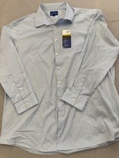 Apt.9 Button Up Shirt Men's 2XL New Slim Fit Flex Blue Plaid 18.5" Collared