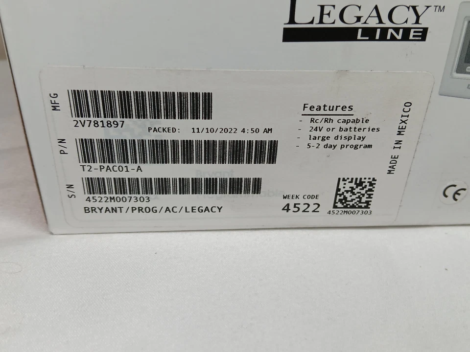 Bryant Legacy Thermostat Programmable T2-PAC01-A New-Old Stock - Image 4 of 4