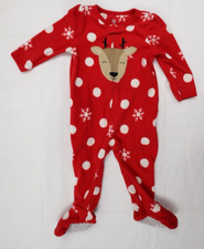 Carters Baby Unisex 18M Fleece Christmas Reindeer Pajamas Footie Sleeper