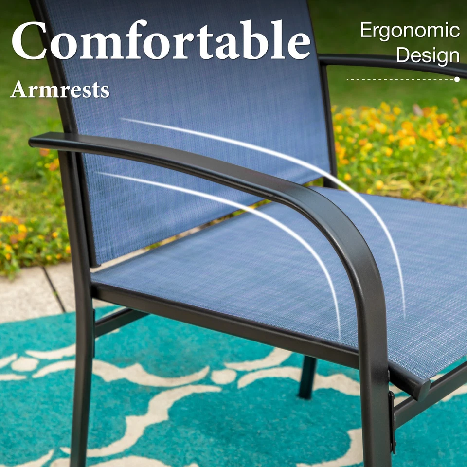 Conjunto de 6 poltronas de metal para área externa com encosto alto para jardim de quintal - Imagem 3 de 4