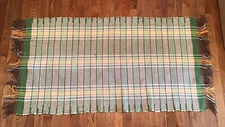 Vintage hand made woven cotton rag rug 50 X 27 Inches Appalachian